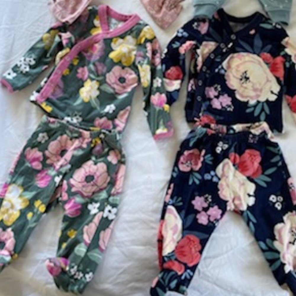 Baby Be Mine Kimono set with footed bottoms (girl)